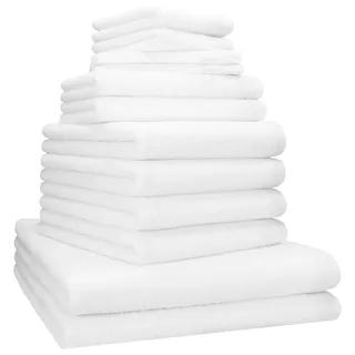 Betz Berlin Handtuch-Set 12-teilig – 100% Baumwolle – Oeko-TEX® Zertifiziert – extra saugfähig & weich – hohe Grammatur – Duschtücher, Handtücher, Gästetücher & Waschhandschuhe Farbe Weiß