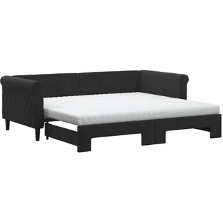 vidaXL Tagesbett Ausziehbar mit Matratzen Schwarz 90x190 cm Samt - Schwarz