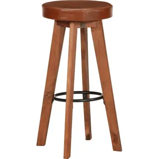 vidaXL Barhocker 2 Stk. Echtleder und Akazien-Massivholz - Braun