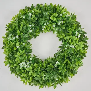 Avoeco Künstlicher Buchsbaumkranz 56 cm, grüner Türkranz für Haustür, Frühling, Sommer und ganzjährige Dekoration, ideal für Bauernhaus, Hochzeit und saisonale Deko (A-Buchsbaum)