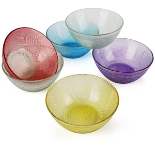 freshly contained 6er Pack Essens Vorbereitung & Rührschüssel Set aus Glas-11,3 cm BPA-Freies Farbenfrohes Bowl Schüssel Set für Lebensmittel-Zur Zubereitung von Speisen, Salat & Dessertschalen