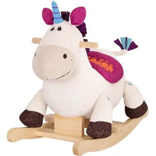 B. toys Schaukelpferd Einhorn beige aus weichem Plüsch und hochwertigem Holz, Schaukeltier zum Draufsitzen für Kinder und Babys ab 18 Monaten