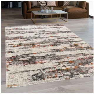 Paco Home Hochflor-Teppich »Vincenza 283« rechteckig 34 mm Höhe kuschelig, modernes Streifen Design, Hoch-Tief Effekt, Used Look bunt