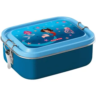 Step by Step Edelstahl-Lunchbox „Sweet Mermaid“ blau, mit herausnehmbarer Trennwand, Dichtung und Clip-Verschluss, BPA-frei, für Kindergarten und Schule, 0,8 Liter