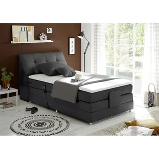 Boxspringbett Hotelbett Einzelbett Jugendbett 120x200 cm elektrisch verstellbar CONCORD3M-09 in Artemis 14 anthrazit - Grau