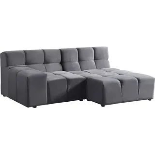 HOME DELUXE Modulares Sofa ORLENA - L Rechts Anthrazit |Ecksofa, Samtstoff, Samtsofa, Modulsofa - Grau
