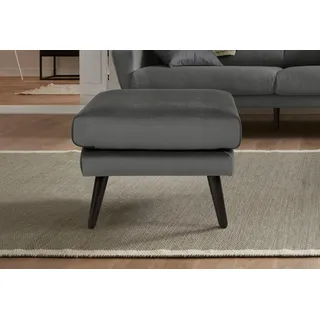 Hocker OTTO HOME "Bille", grau (anthrazit), B:58cm H:45cm T:58cm, Struktur (100% Polyester);Struktur fein (100% Polyester);Samtoptik (100% Polyester);Luxus-Microfaser weich (100% Polyester), Hocker, Hocker, mit Eiche-Beinen, Design by Morten Georgsen