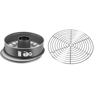 Original Kaiser Inspiration Springform 28 cm rund, 2 Böden, Flach- und Rohrboden, runde Backform, Kuchenform antihaftbeschichtet, auslaufsicher & Classic Abkühlgitter 32,5 cm, Tortenkühler