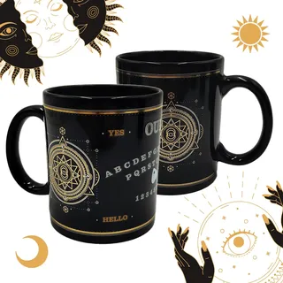 Halloween Tasse - Geister Tasse im Ouija Brett Design - Geist Tasse zur Geisterbeschwörung - 330 ml - Wahrsager Tasse für übernatürliche Botschaften