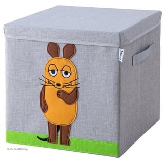 Lifeney Aufbewahrungsbox mit Deckel Die Maus 30x30x30cm – grün, grau, orange