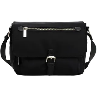 Umhängetasche TAMARIS "Umhängetasche TAS Khiria", Damen, Gr. B/H/T: 24cm x 17cm x 11cm 0, schwarz (schwarz 100), Polyester, Taschen Umhängetasche
