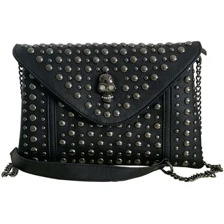 FiveloveTwo Punk Clutch Handtaschen für Frauen Damen Niet Kette Umhängetasche Schultertasche Kleines PU-Leder Henkeltasche Shopper Shoulder Bag Black