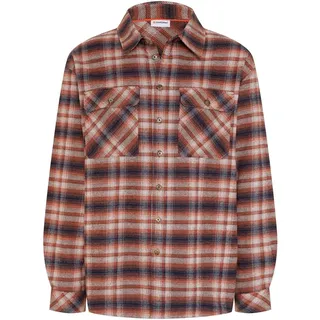 Gardena Freizeithemd mit Karo-Muster Langarmhemd Holzfällerhemd, Blau/ Orange
