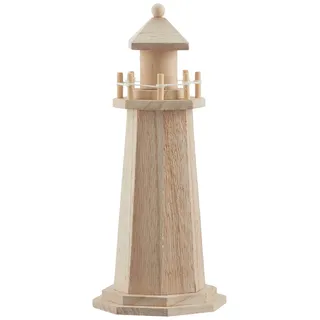 Rayher Leuchtturm, Holz, Höhe 25 cm, nautische mediterrane Dekoration, Deko-Leuchtturm, perfekt für maritime Dekorationen, 6199100, Weiß