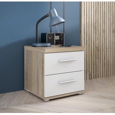 Bild von Winnie Nachttisch mit 2 Schubladen, Holzwerkstoff, Sonoma Eiche / Weiß, B x H x T: 37,6 x 38,6 x 34,7 cm