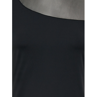 Rundhalsshirt ONLY "ONLTABY S/L ASYMMETRIC MESH TOP CS JRS", Damen, Gr. XL, schwarz, Shirts Rundhalsshirt, Materialmix, eng geschnitten