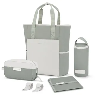 Kapten & Son Rucksack Lindby Diaper Set Muted Sage 18L | 2in1 Wickelrucksack & Wickeltasche mit Kinderwagen- und Kofferbefestigung | inklusive Kulturtasche, Wickelunterlage & isolierter Flaschenhalter