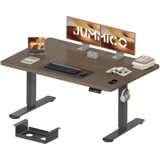 JUMMICO Höhenverstellbarer Schreibtisch 140 x 70 cm mit Kabelwanne, Höhenverstellbar Elektrisch Stehpult mit USB-Buchse, Computertisch, Ergonomischer Steh-Sitz Tisch, Bürotisch, Nussbaum