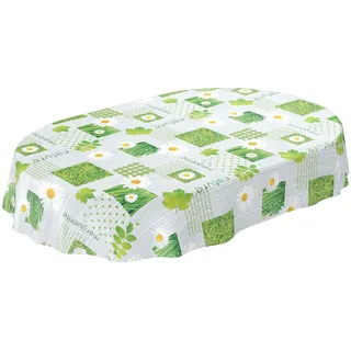 ANRO Wachstuchtischdecke abwaschbar Oval 140 x 240 cm Grün