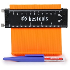 bestTools Konturenlehre 12,5cm mit Feststeller | Präzise Messung & Feineinstellung | Inklusive Tieflochmarker | Robuster Aluminiumkern & ABS-Kunststoff-Lamellen | Vielseitige Anwendung