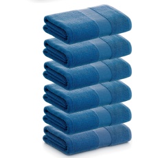 PADUANA | Packung mit 6 Handtüchern, 30 x 50 cm, Blau, 100% gekämmte Baumwolle, weich, schnell und maximale Saugfähigkeit – erhältlich als Badetuch, Waschlappen, Duschtuch und Badetuch