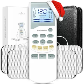 Easy@Home TENS-Gerät Schmerztherapie: wiederaufladbares professionelles Reizstromgerät Elektrostimulationsgerät mit hintergrundbeleuchtetem LCD-Display & leistungsstarker Pulsintensität - PL-029V