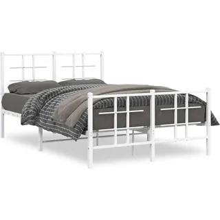 vidaXL Bettgestell mit Kopf- und Fußteil Metall Weiß 120x200 cm - Weiß