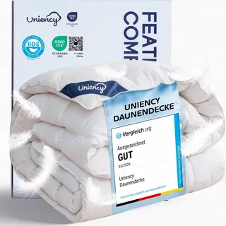 Uniency Daunendecke 155x220 Winter Extra Warm 100% Baumwollbezug Bettdecke 155x220 Daunen und Federn Daunenbettdecke Winterdecke Federbettdecke Steppdecke|Füllgewicht: 2000 gr.|Ökotex und RDS