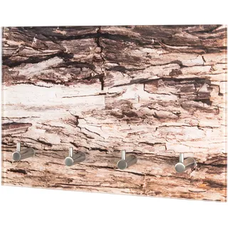 HAKU Möbel Schlüsselboard edelstahloptik, Motiv, Metall, Sicherheitsglas - Maße: B 30 cm x H 21 cm x T 5 cm, Style: Modern