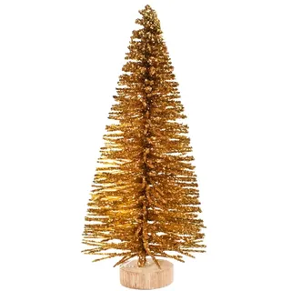 Whakano 5 Stück Künstlich Weihnachtsbaum Weihnachtsdeko,Mini Tannenbaum mit Holzsockel,Miniatur Christbaum Tanne,Weihnachten Figuren,Weihnachtsschmuck zum Basteln,für Tischdeko,Tisch,Büro,Gold,9cm