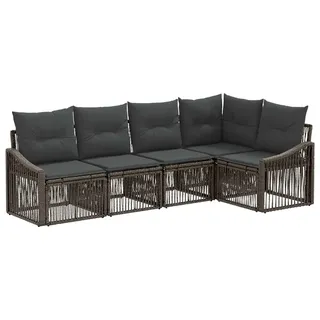 vidaXL Gartensofa-set 5 stk. Grau Poly-Rattan - Grau