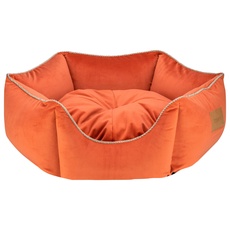 MOOI Crown Hundebett aus kuscheligem Velvetstoff, Füllung aus hautsympathischen 100% Polyester-Watte und Kügelchen, waschmaschinengeeignet bei 30 °C, in 3 Größen verfügbar