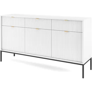 AX LIVING Sideboard mit Schubladen Eternas KS154 154 cm Modern Weiß - Weiß, Schwarz