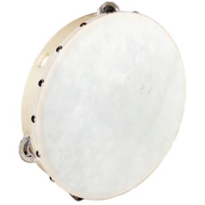 A-Star 10 Zoll/25 cm handgeführtes hölzernes Tamburin, traditionelle Einzelmetall-Glockenreihe – natürlicher Kopf
