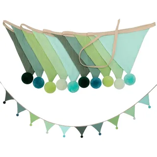 Cozary Stoff Wimpelkette Kinderzimmer, 2,6m Bunte Wimpelgirlande aus Stoff, Girlande Kinderzimmer Deko für Babyzimmer, Kinderbett, Geburtstag & Party