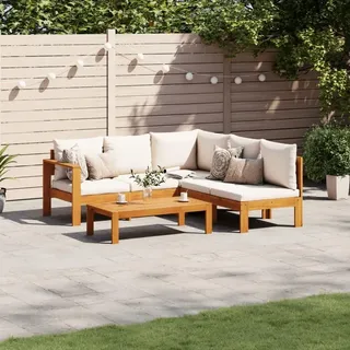 vidaXL Garten-Sofagarnitur 4-tlg. creme/weiß
