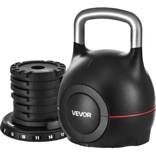 Vevor Kugelhantel verstellbare Kettlebell 2/5/8/11/14/17/20 kg Schwarz