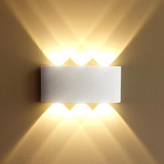 Lightsjoy LED Wandleuchte Innen Aussen Wandlampe Weiß Modern Up and Down IP65 Wasserdicht aus Aluminium 6x120°Ausstrahlungswinkel Warmweiß