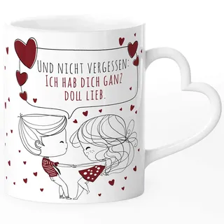 SpecialMe® Tasse mit Herz-Henkel personalisierbar Sprüche Liebe Pärchen mit Liebesbotschaft persönliches Geschenk für Partner, Verliebte, Paare ganz doll lieb weiß Herz-Tasse