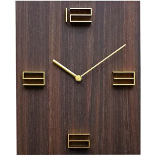 Wanduhr , Braun , Holz , 30x40 cm , RoHS, Ce , 3D-Zahlen , Dekoration, Uhren, Wanduhren