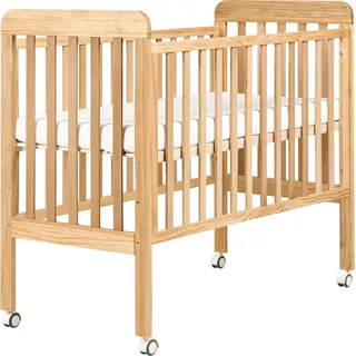 BELIANI Babybett Hellbraun Kiefernholz 60 x 120 cm mit Höhenverstellbaren Gitterstäben und Rollen Standardgröße Kinderzimmerzubehör Minimalistisches Design - Braun
