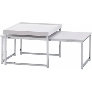 Wohnling Couchtische WL6.500 Holz weiß 2er Set