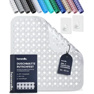 homerella Duschmatte rutschfest 53x53cm Antirutschmatte Dusche inkl 2 Haken