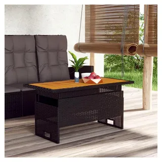 Gartentisch, Balkontisch, Terrassen Tisch, Terrassentisch, Garten Esstisch, Gartentisch, Gartenesstisch, Gartenmöbel, Schwarz 100x50x43/63 cm Akazienholz & Poly Rattan - Schwarz