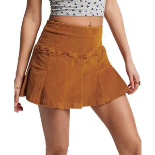 Superdry Vintage Cord Pleat Mini Rock - Caramel Cafe - XS