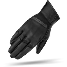 SHIMA Monaco Motorradhandschuhe Damen - Atmungsaktive, Elastische, Touchscreen, Vintage Handschuhe aus Leder mit Knöchelprotektor, Knöchel Aufpralldämpfer, Verstärkte Handfläche (Schwarz, L)