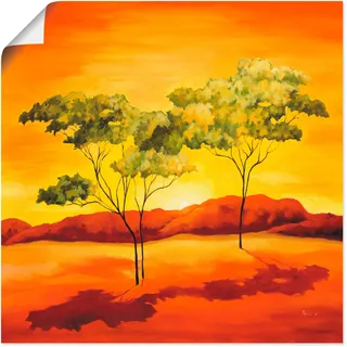 Artland Wandbild »Sonnenuntergang in der Steppe«, Afrika, (1 St.), als Leinwandbild, Poster in verschied. Größen, orange