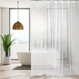 AiQInu Duschvorhang Durchsichtig 200 x 200 cm, 3D Eva Transparent Antischimmel Shower Curtains, Wasserdicht Duschvorhänge, Waschbar Duschvorhänge für Badewanne Bad Vorhang