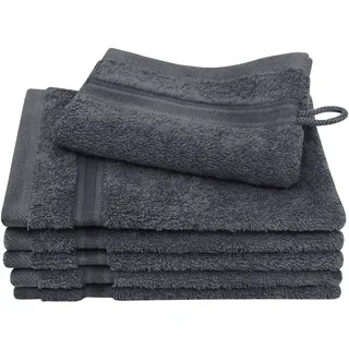 Waschhandschuh DYCKHOFF "Siena", grau (graphit), B:16cm L:21cm, Frottier, Waschlappen, Waschhandschuh, mit Bordüre