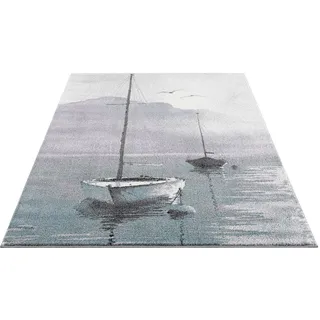 Carpet City Teppich »Savanna 9368«, rechteckig, 11 mm Höhe, Flachflor, mit Segelboot, Grau,